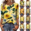 Women's Fashionable Casual Round Neck Three-Quarter Sleeve Printed T-Shirt Top