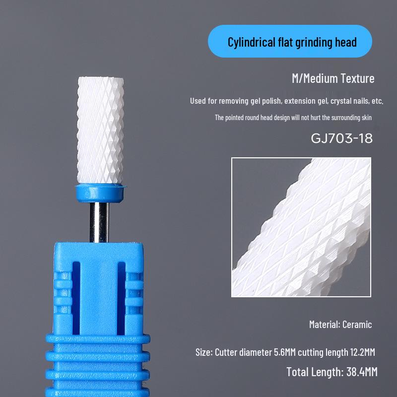 Ceramic Nail Art Grinding Head for Nail and Dead Skin Removal - Non-Heating Replacement Drill Bit.