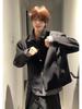 Men's Black Faux Two-Piece Hoodie Cardigan - Street Style, High-End Feel, Striped Patchwork Shirt, American Cleanfit Jacket