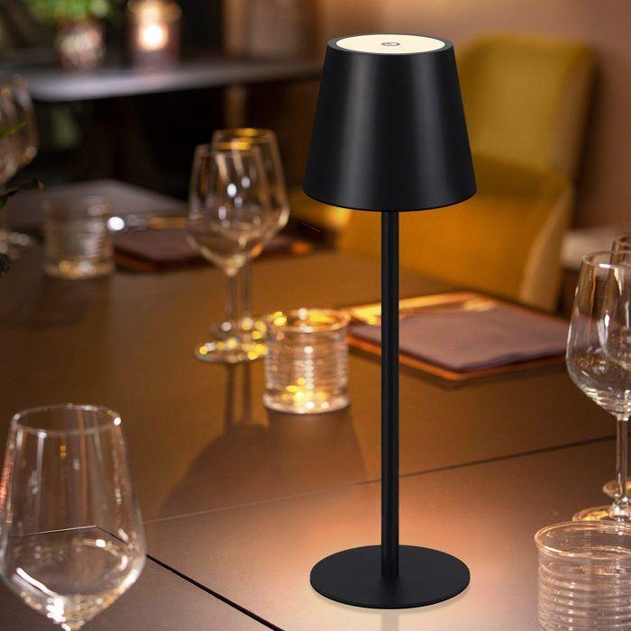 Lampe de table LED - NETTLIFE - Sans fil tactile - Dimmable - Lot de 2 - Noir