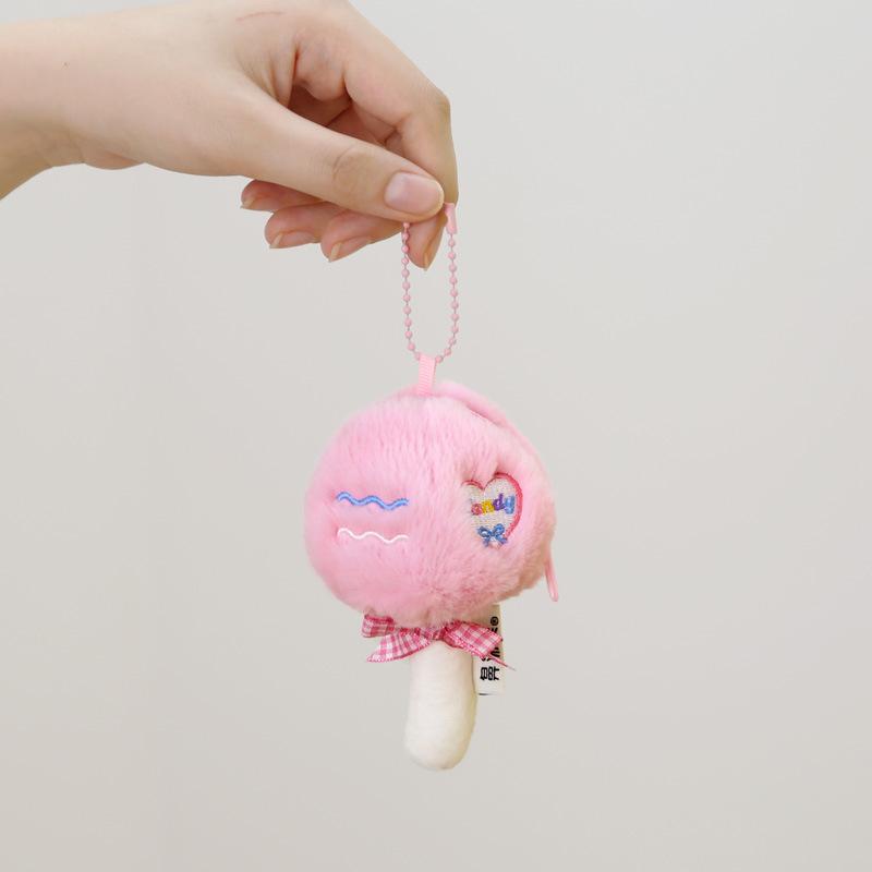 

Turn Rose Lollipop Bouquet Plush Pendant Cute Toy Decoration Gift Doll Chain Key Pink Lollipop Pendant