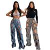 Elastic Hollow Loose Straight Leg Jeans
