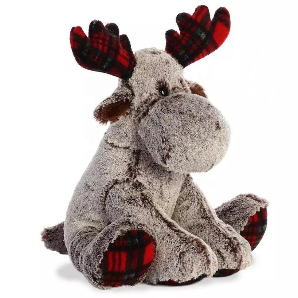 Christmas 12 Inch Antlers Can Bend Brown Reindeer Plush Toys Holiday Gifts