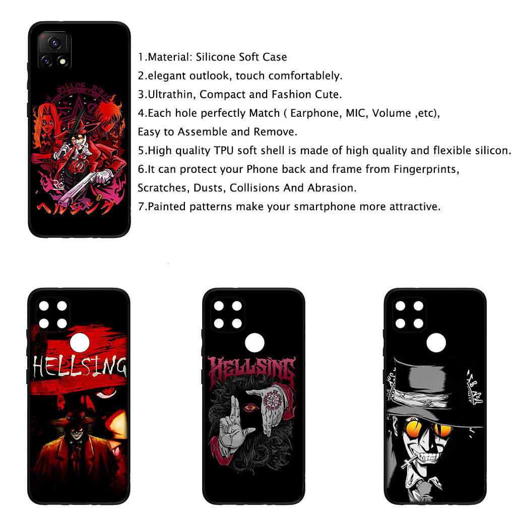 Coque pour iPhone 17 16 15 Xiaomi Poco Redmi Note 14 13 12 11 Pro Max 9 16e Samsung Galaxy S25 S24 S23 OPPO Huawei Dessin animé Hellsing Alucard Coque de téléphone