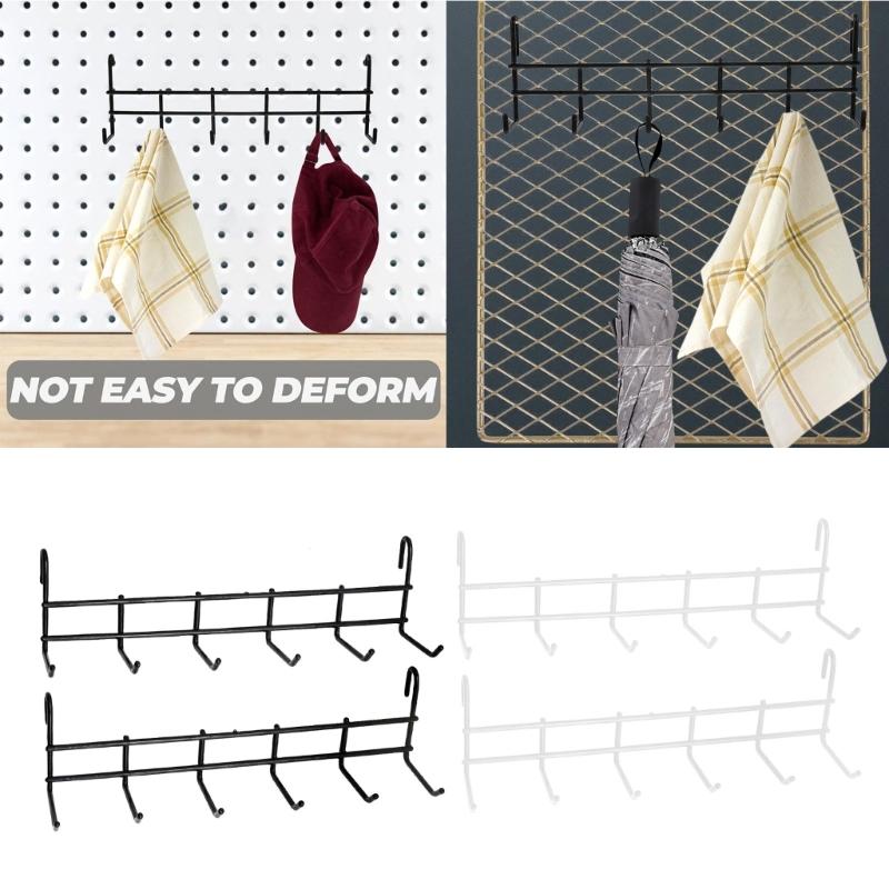 Space Saving Wall Mounted Hook Organizers Pack of 4 Featuring 6 Hook Each for Efficient Backpacks Keys Utensils Towels