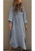 Elegant Solid Color Irregular Long Dress with Buttons and Pockets for Spring/Summer 2024 