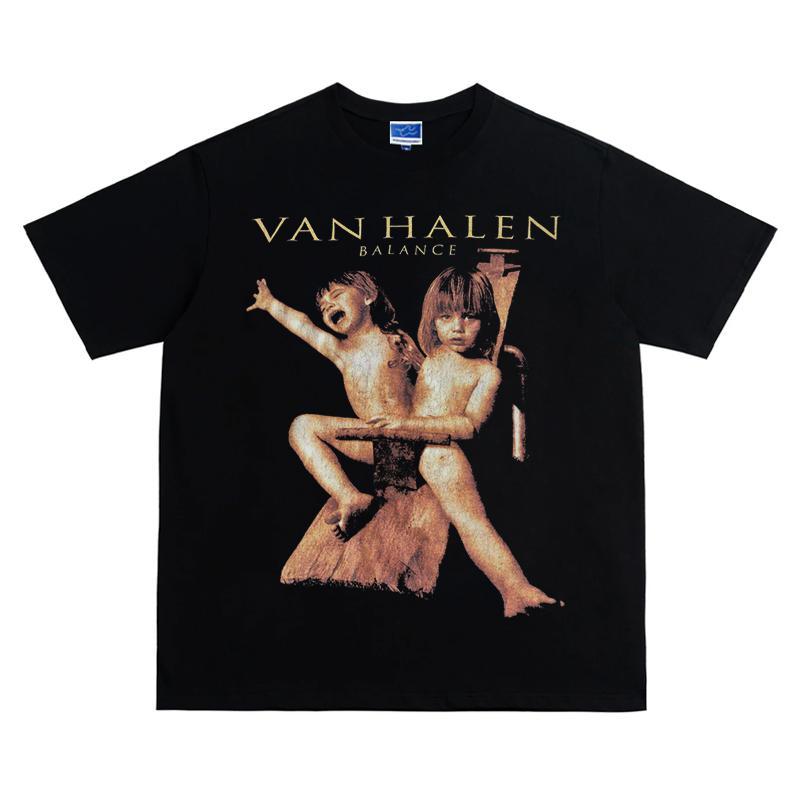 

American Ins Tide [Van Halen] Van Halen Cotton Heavy Couple Versatile Casual Print Short Sleeves Graphic T Shirts Men Clothing 4XL