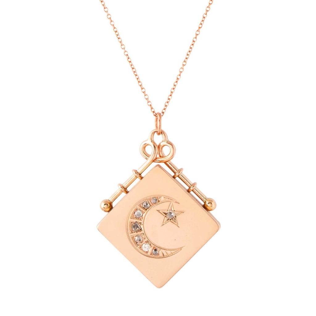 Personalized Necklace Open And Close Moon Zircon Photo Album Pendant Necklace Collarbone Chain Electroplated Gold Color Retention