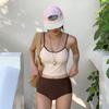 Korean Style Women's Solid Color Push-Up Two-Piece Bikini - Slimming and Sporty Design for Small Busts
