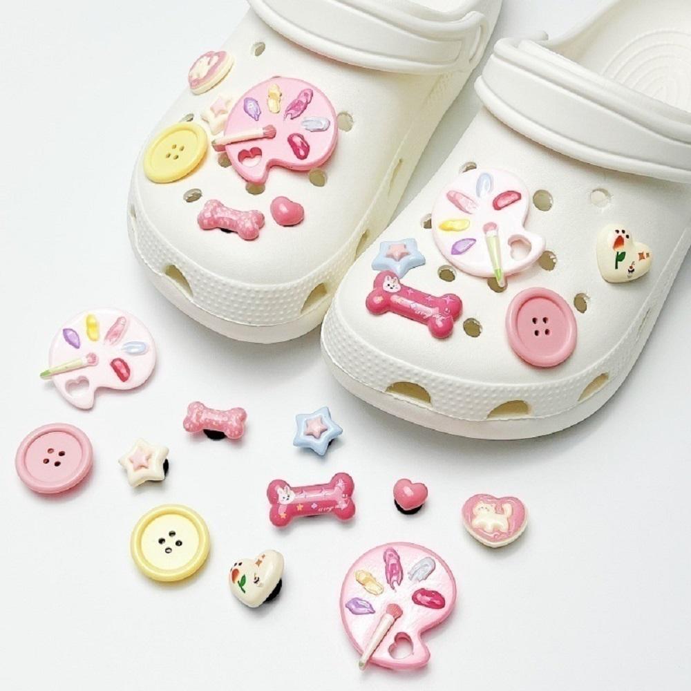 Cute Palette Style Shoe Charms Accessories Perfect for Clogs Slide Sandals Garden Shoe Decoration Buckles Pins Summer Gifts