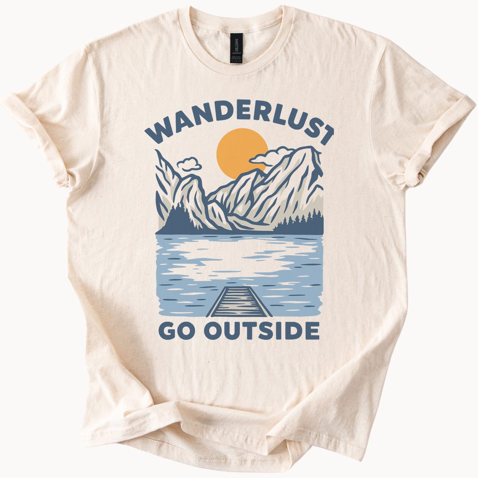 Wanderlust Go Outside Mountain Sunset Lake Adventure Nature Graphic T Shirt Outdoor Explore Hiking Scenic Travel Shirt 130