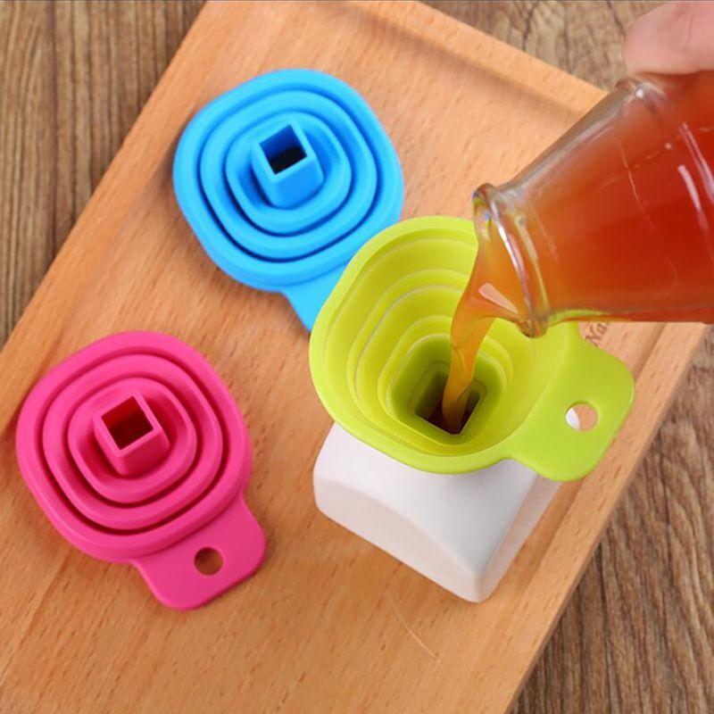 Durable Silicone Portable Retractable Funnels For Home Kitchen Convenient Storage