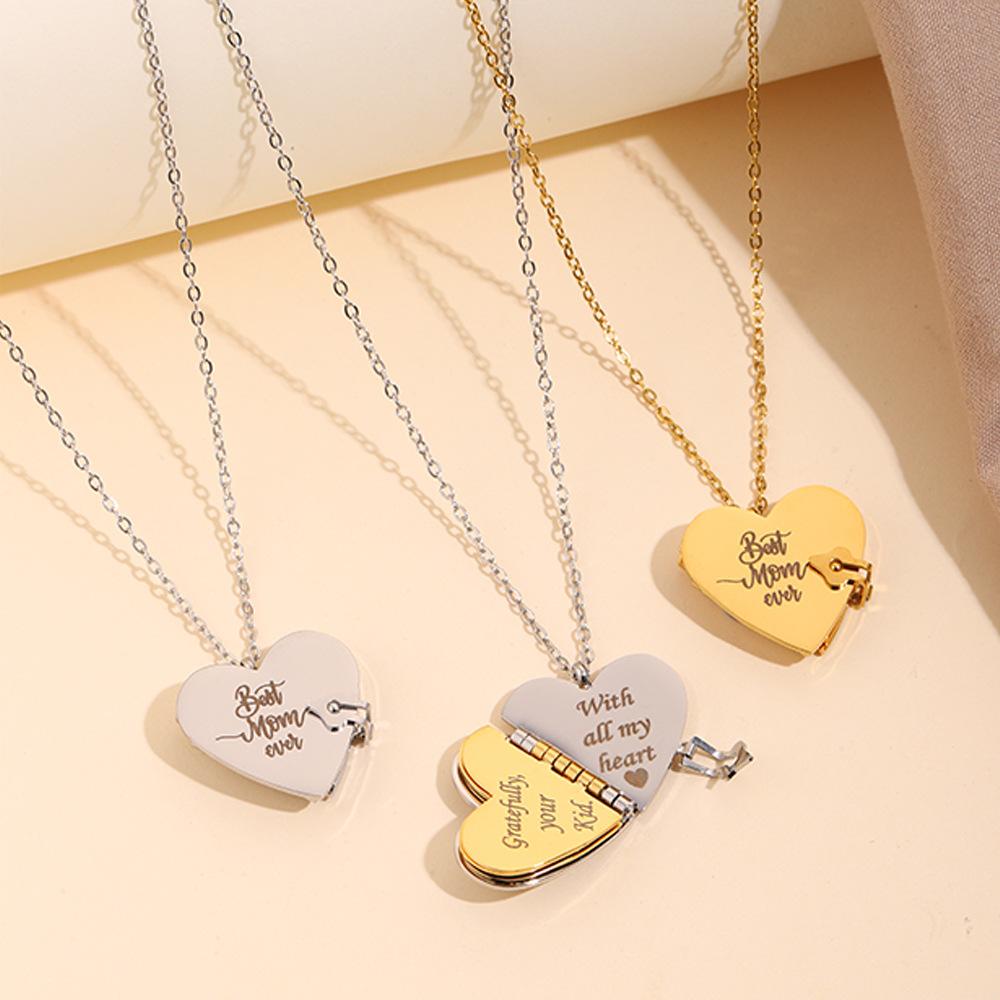 Titanium steel necklace, love book mother plot mother collarbone chain, hot-selling European and American fashion necklace