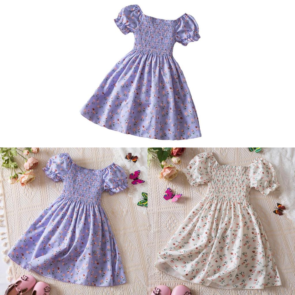 Girl Summer Princess Dress With Floral Print Cotton Blend For Toddler