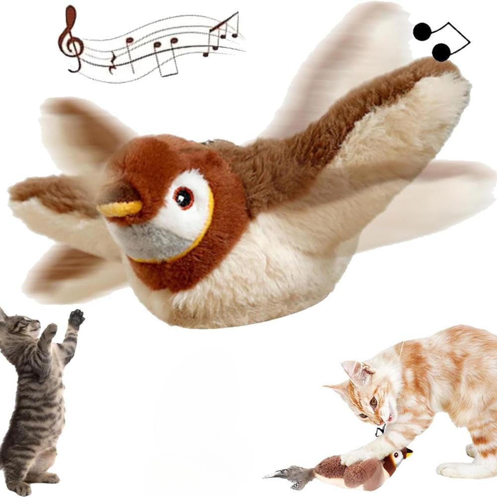 

Игрушки для кошек Rocfish, Игрушки с кошачьей мятой для кошек, Интерактивная игрушка для кошек в виде хлопающей птицы для котят или маленьких собак, Чирикающая, Перезаряжаемая, Активируемая прикосновением