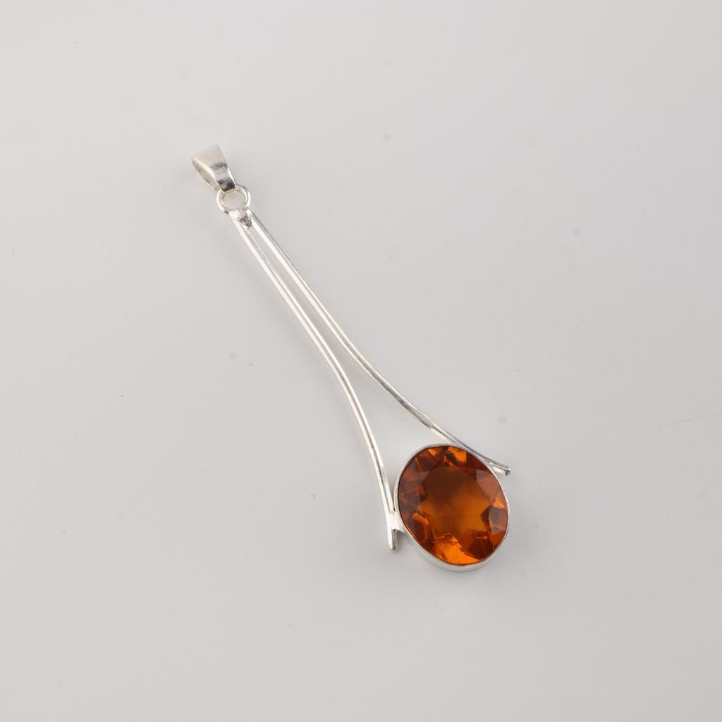 Citrine Gemstone 925 Sterling Silver Women Jewelry Women Wedding Pendant 1.79" PP-69-7