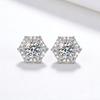 1 Pair Stud Earrings Hexagonal White Cubic Zirconia Geometric Shape Ear Studs Hexagonal Geometric Earrings Jewelry Gift