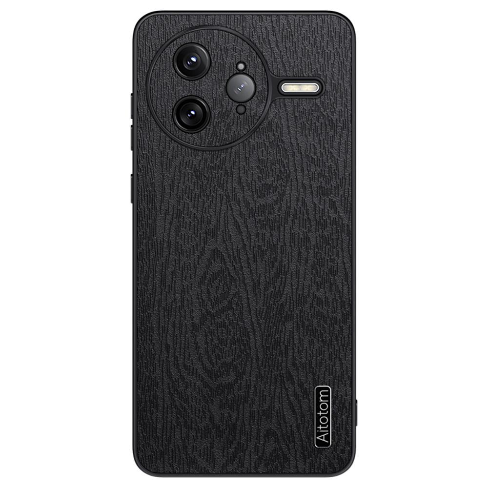 For Xiaomi Poco F7 Ultra 5G/Redmi K80 Pro 5G Case Wood Texture PU Leather Coated PC TPU Phone Cover