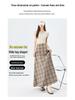 Women's 2026 Spring Retro Plaid High-Waist A-Line Skirt with Elastic Waist and Wide Hem