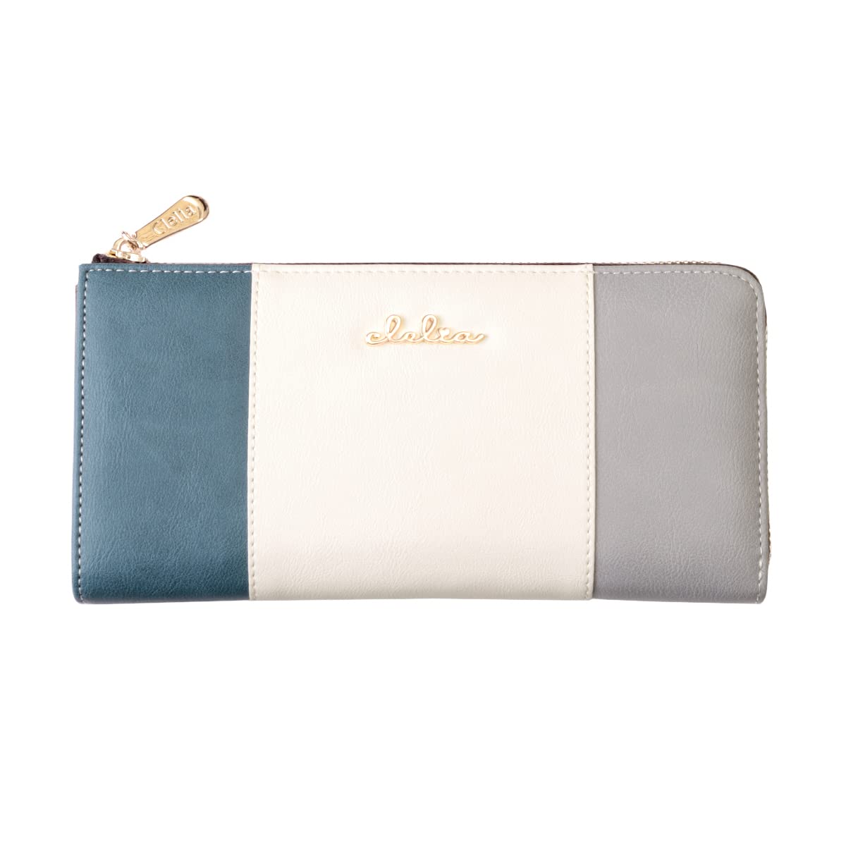

Long Wallet Tricolor Zipper Thin Gusset Faux Leather [Cleria] Women s L-shaped [CL-17010] (Blue Mist)