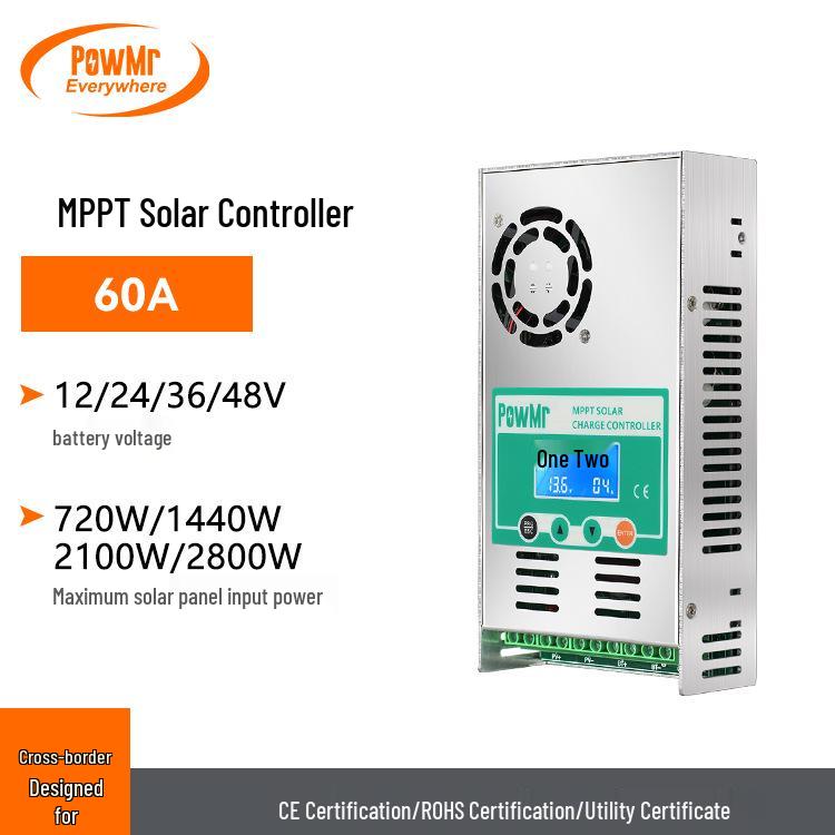 60A MPPT Solar Charge Controller 12V-48V Adaptive Voltage for RVs