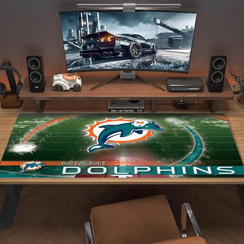 Miami Dolphins Logos Color Mouse Pad Large Gaming Table Cushion Non-slip Laptop Tablet Big Mousepad XXL Mat Mini PC Playmat With Lock edge