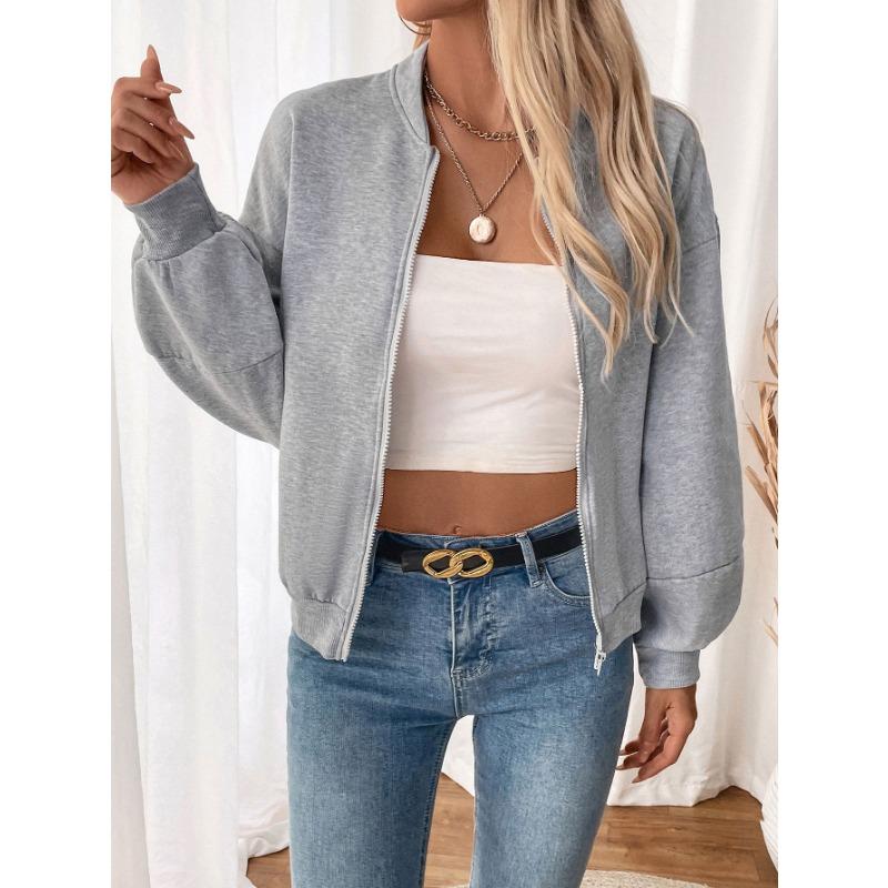 New Retro Casual Simple Baseball Collar Long-sleeved Solid Color Velvet Thickened Jacket