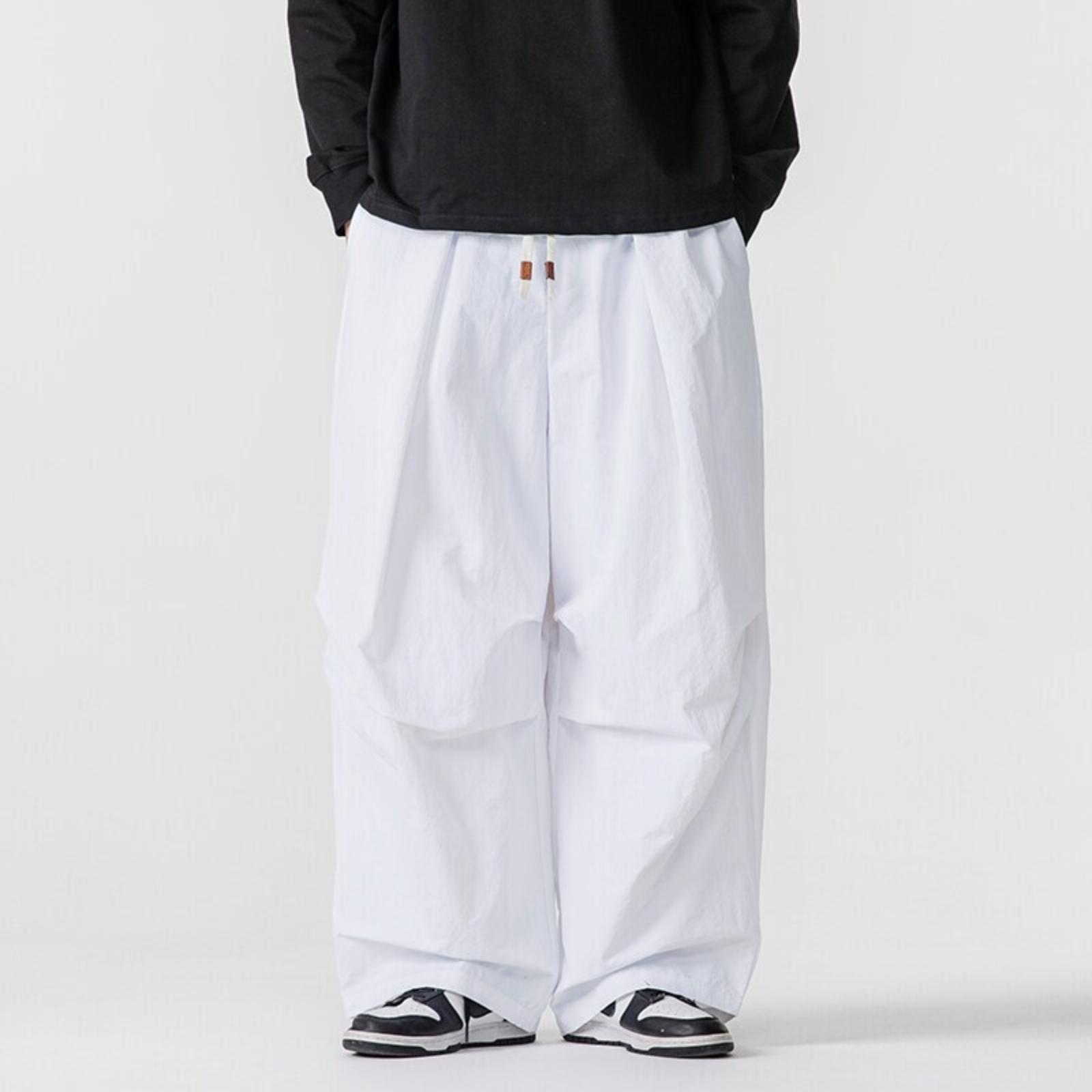 

Japanese, Color , Retro Silhouette Paratrooper, Unisex Drawstring Trendy Casual Cargo Pants XXXXXL білий