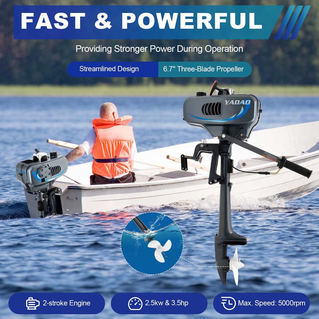 2-Stroke 3.5HP Outboard Motor Fishing Boat Engine W/ Water Cooling Heavy Duty