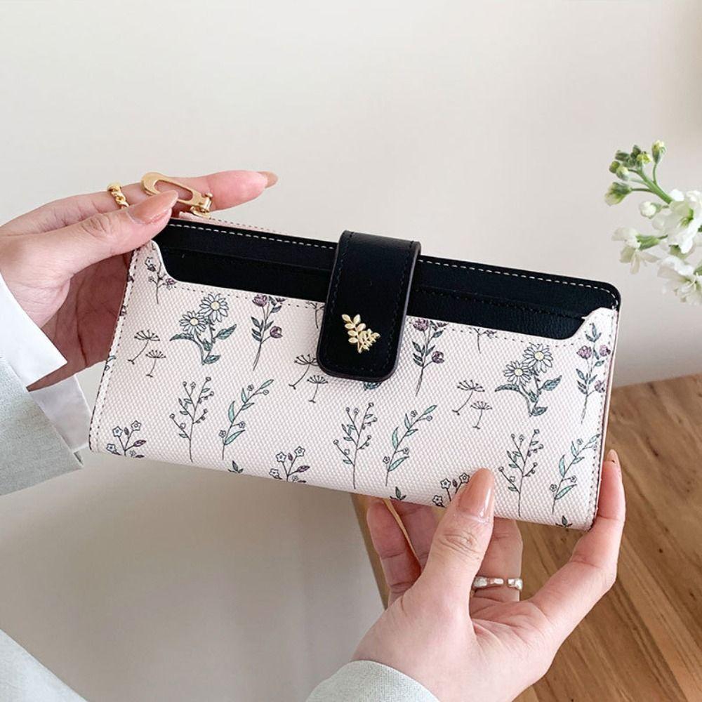 Printed Two Fold Purse Portable Multiple Cards Purse Versatile Women Long Wallet  Dating