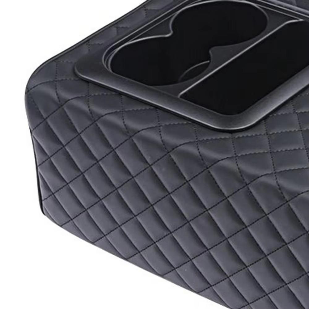 PU Leather Rear Seat Armrest Console Height Increasing Backseat Console  Universal Car