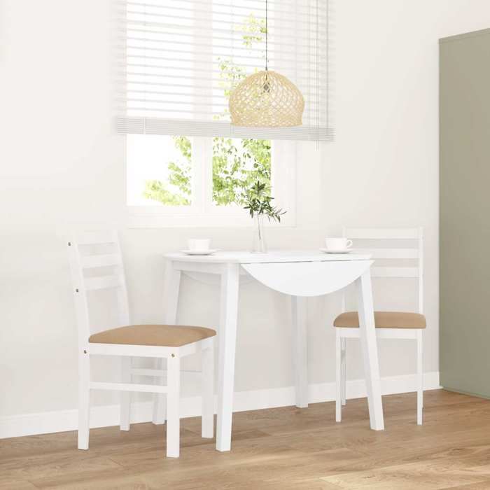 VidaXL Chaises à manger coussins 2 pcs blanc bois massif caoutchouc, chaise à dîner, chaise, chaise de salon, chaises à 4102424