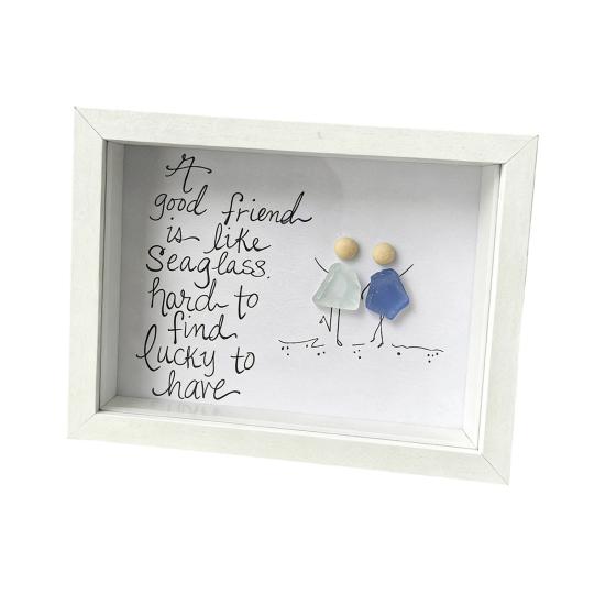 

Рамка для фотографій з морського скла Поезія Хороший друг щасливий мати Такий як морське скло Ручна робота Декор для стіни з морського скла Подарунок на дружбу для найкращих друзів білий