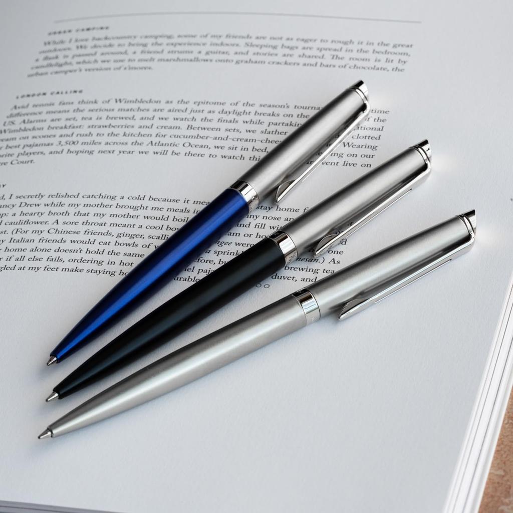 Offizieller WATERMAN Metropolitan Essential Kugelschreiber Satin CT Premium Marke Offiziell importierter Stift, 2146577Z, Geschenk,