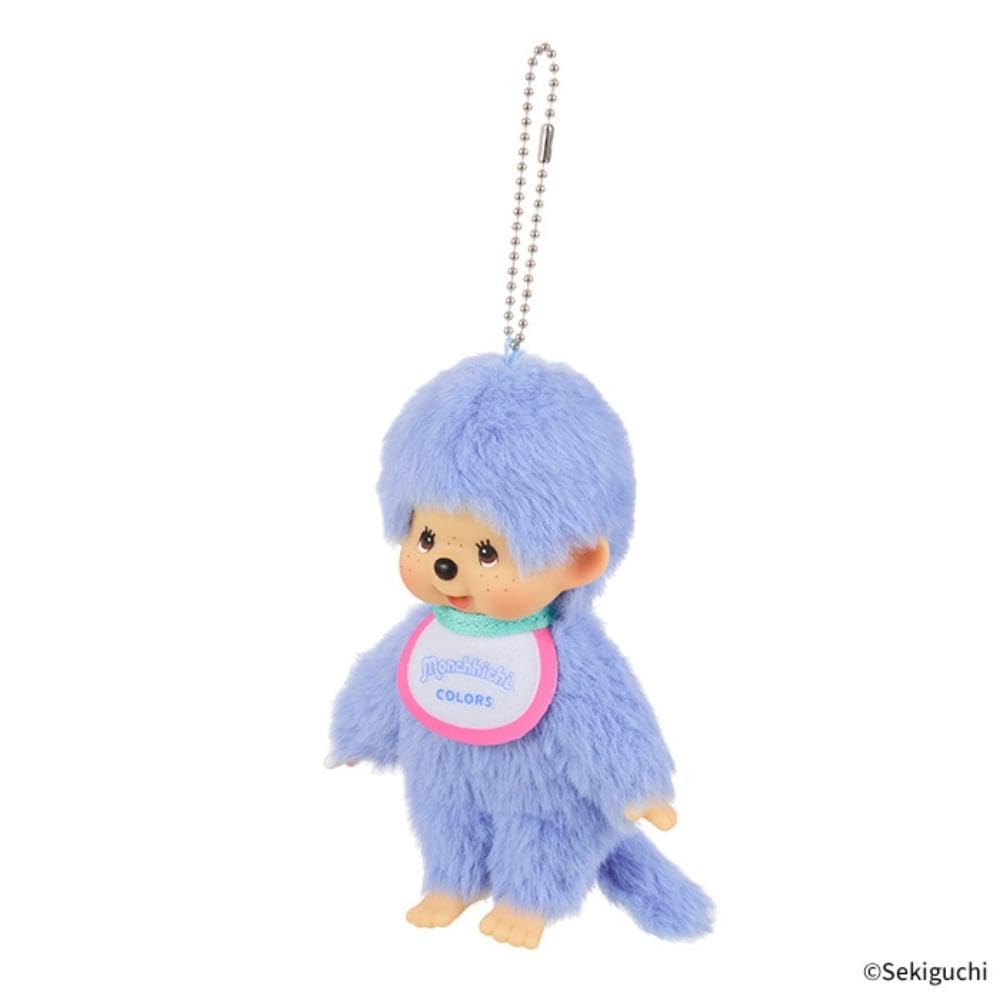 Sekiguchi Monchhichi COLORS Schlüsselanhänger Plüsch Blaues Spielzeug,