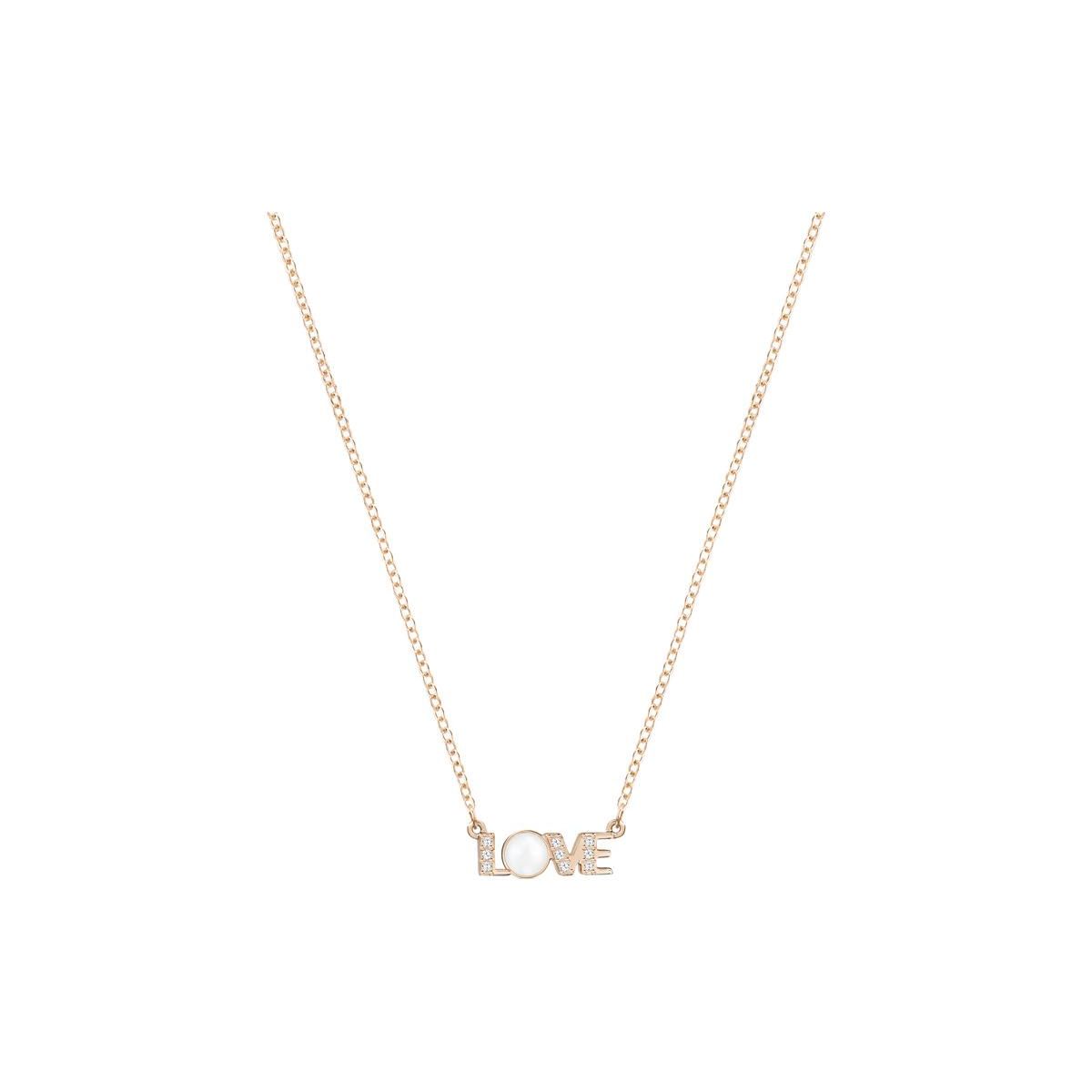 

Swarovski Imitation Crystal Letter Love Pearl Chain Women Jewelry Rose-Gold 5285212 Box (Random Color),F,Rose Gold