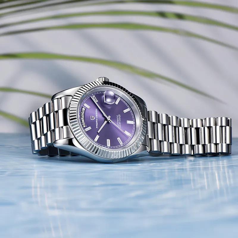PAGANIDESIGN 40mm Men's Automatic Waterproof Wristwatch with Date and Day Display, Model 1783