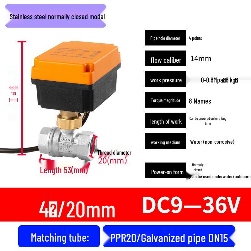 Mini Electric Ball Valve: Two-Way Threaded, Underwater & Waterproof, 220V/24V/12V