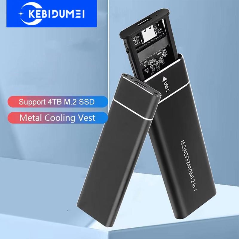 M.2 NVMe SSD-harddiskboks kabinett Dual Protocol NVME SATA SSD-deksel 10 Gbps USB C 3.1 Gen 2 til NVMe PCIe M-Key Solid State Drive ekstern boks