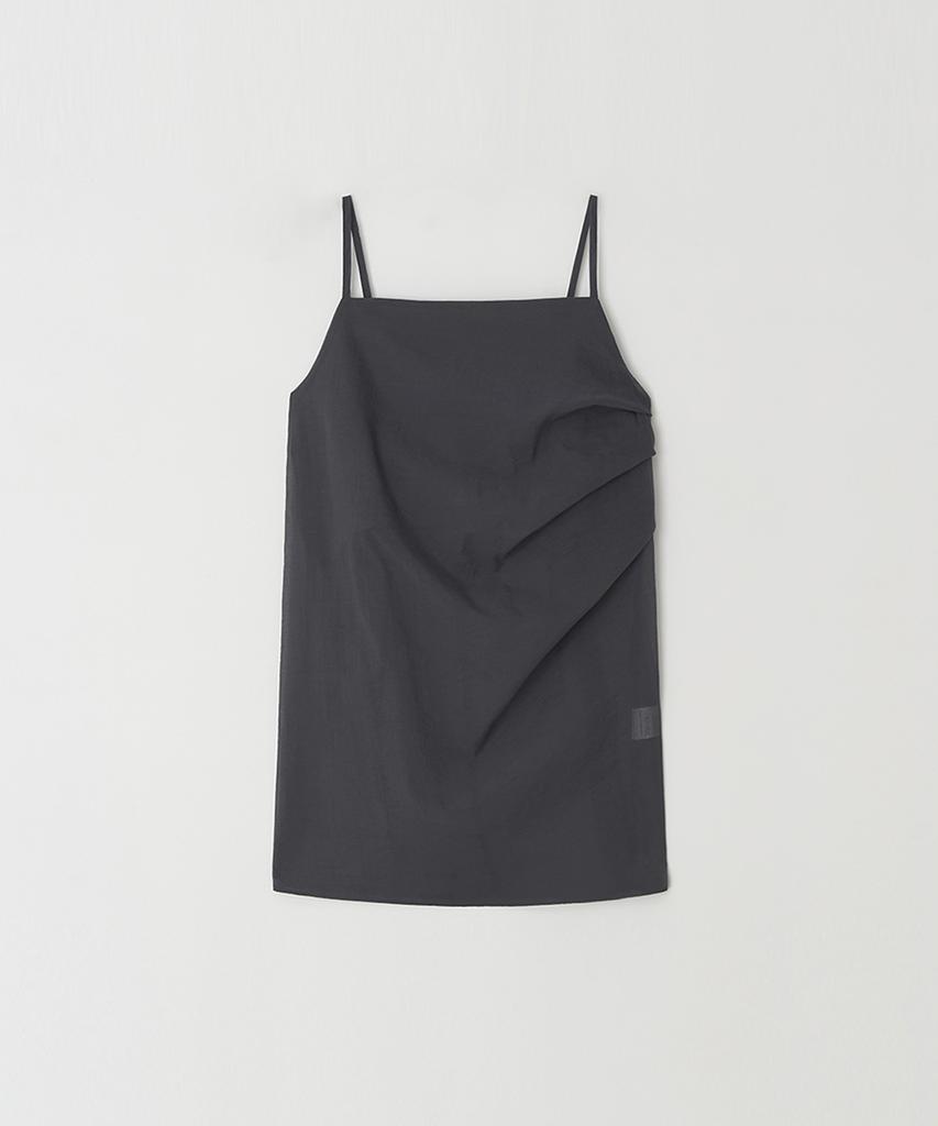 Meojiaenminggeul Breezy Serif Shirring Sleeveless Line Blouse (Charcoal)