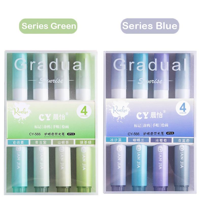 12/4 PCS Highlighter Pen Kawaii Multifunctional Color Markers Graffiti Painting Liner Pen Students School Supplies Stationery