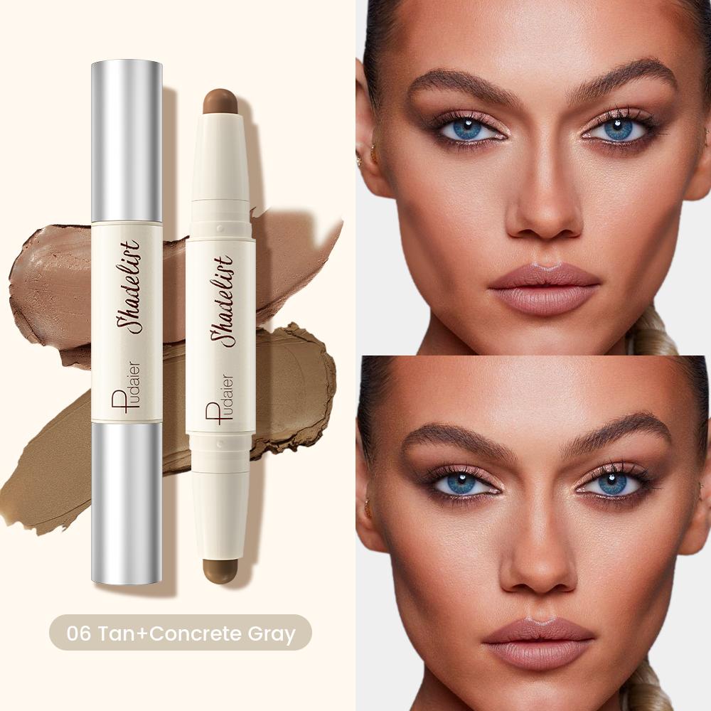 Feuchtigkeitsspendender Seidiger Dreidimensionaler Konturstift Natürlich Matt Zweifarbiger Gesichts-Highlighter Aufheller Nasenschatten Make-up Concealer