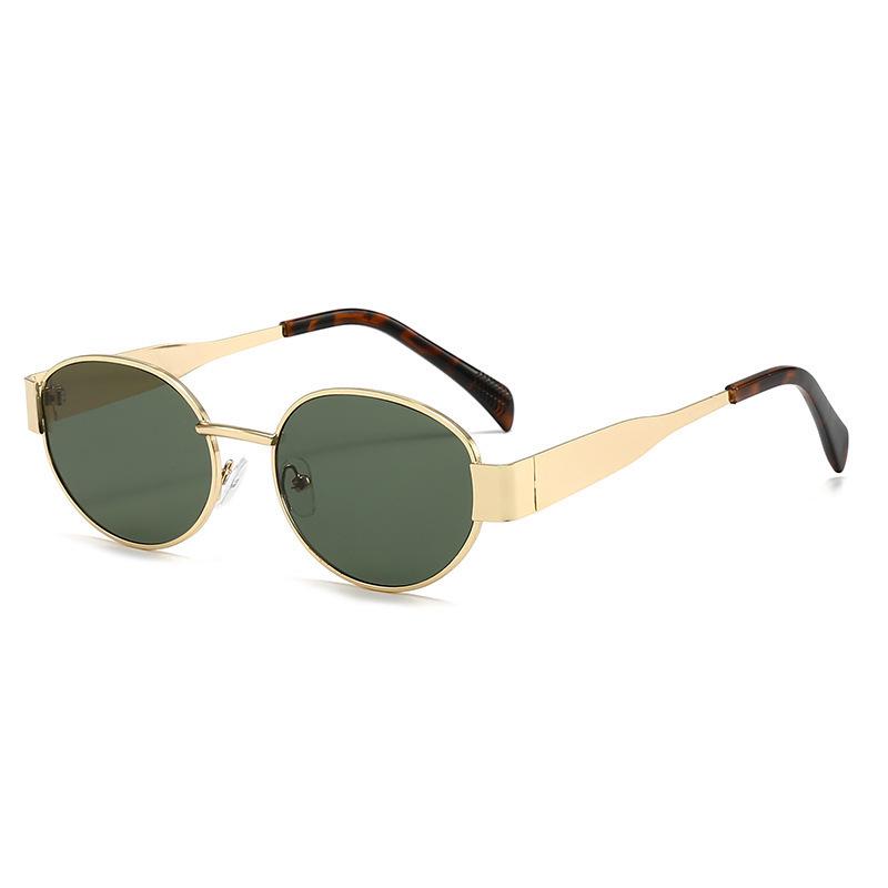 Trendy Metal Oval Frame Sunglasses - Unisex, Small Round Style