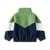 White Stand Collar Autumn Winter Fashion Warm Kids Coat Soft Loose Polyester Material Boys' Color Block Fleece Jacket