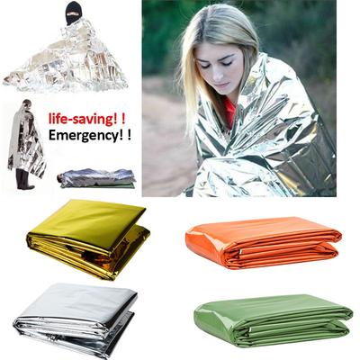 Folding Emergency Blanket Outdoor Survival Rescue First Aid Foil Thermal Blanket Windproof Keep Warm Blankets for Camping Hiking