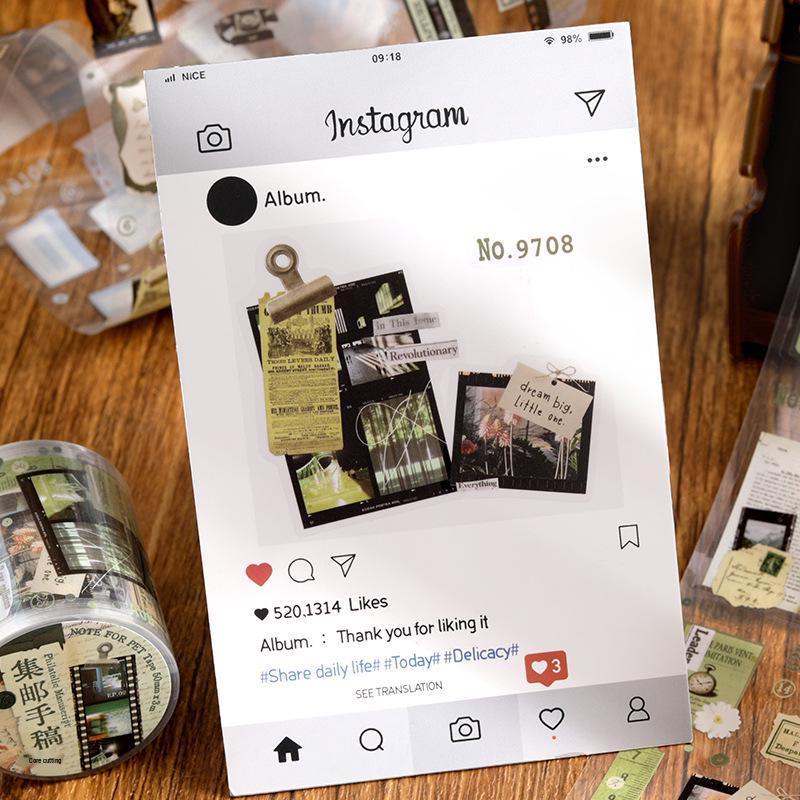 NOTE FOR Retro Film Series Die-Cut PET Tape for Journal Decoration - 4 Styles