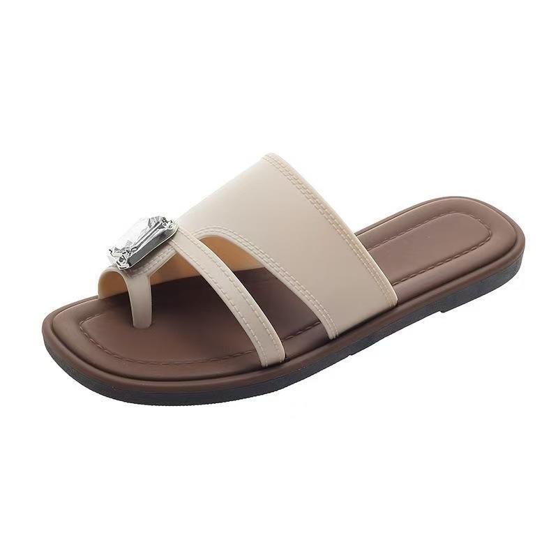 New slippers women's summer fashion flat bottom one-word drag versatile simple set toe cool slippers beach drag women