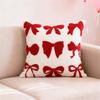 Throw Pillow Case with Tufted Embroidered Bows Design Decorative Cushion Cover for Elegant Living Room Bedroom Decors