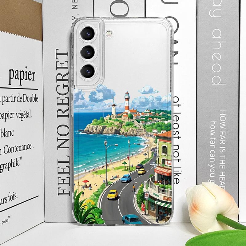 Painting House Mountain Landscape Clear Phone Case for Motorola Moto Edge 40 Pro G72 G73 G71 G60 G22 G52 G9 Play Soft Cover Y2K