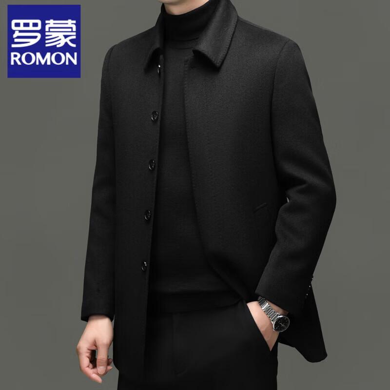 Romon Men s Mid-Length Wool Coat with Detachable Down Liner M